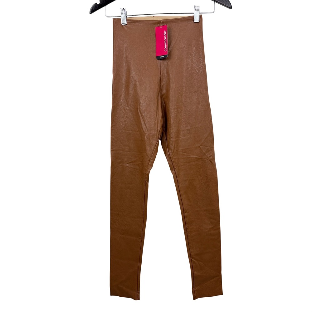 Commando Legging Womens Small Cocoa Faux Leather SLG06 High Waisted Brown *